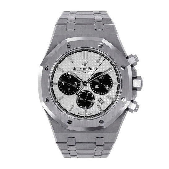 Audemars Piguet Mens Royal Oak Stainless Steel 41mm White Chronograph Dial Watch Reference #: 26331ST.OO.1220ST.03 - Happy Jewelers Fine Jewelry Lifetime Warranty