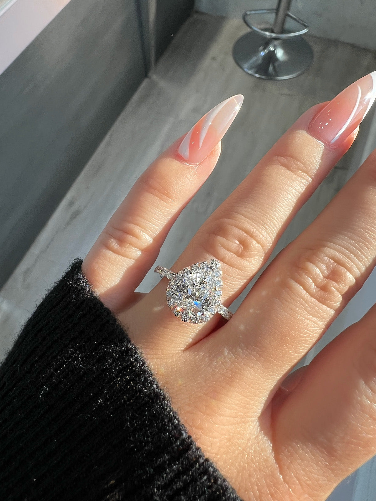 2.00 Pear Shape Halo Lab Created Diamond Engagement Ring - Happy Jewelers Fine Jewelry Lifetime Warranty
