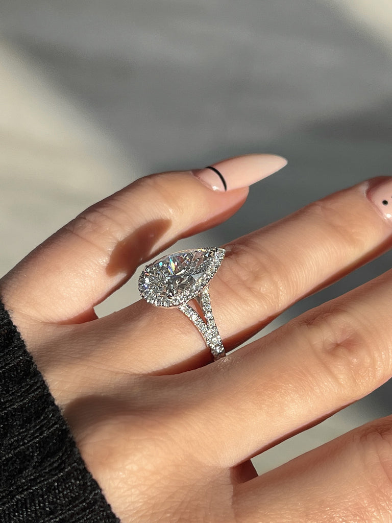 3.04 Pear Shape Lab Created Diamond Engagement Ring - Happy Jewelers Fine Jewelry Lifetime Warranty