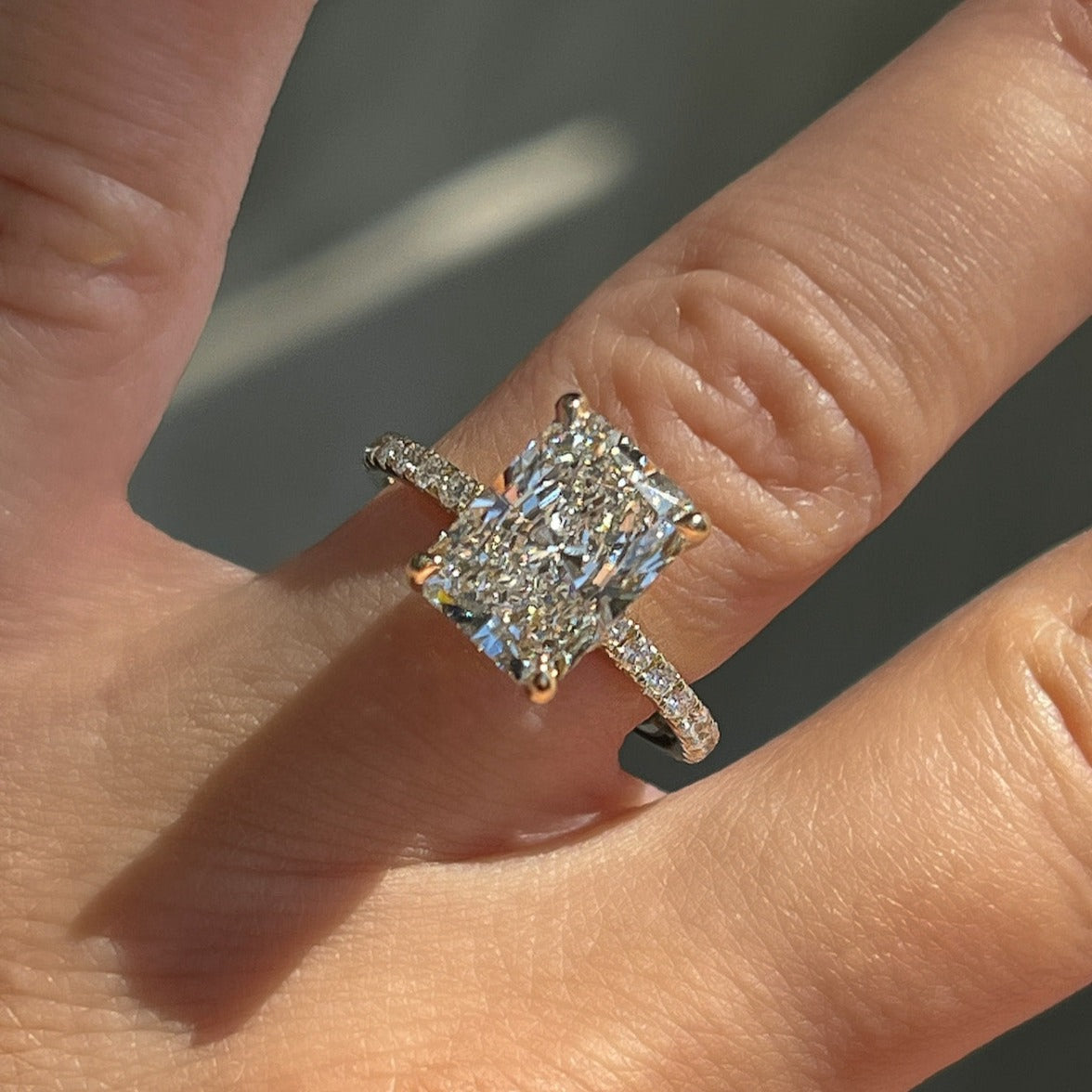 Yellow Gold Radiant Cut Simulated Diamond Engagement Ring from Black  Diamonds New York