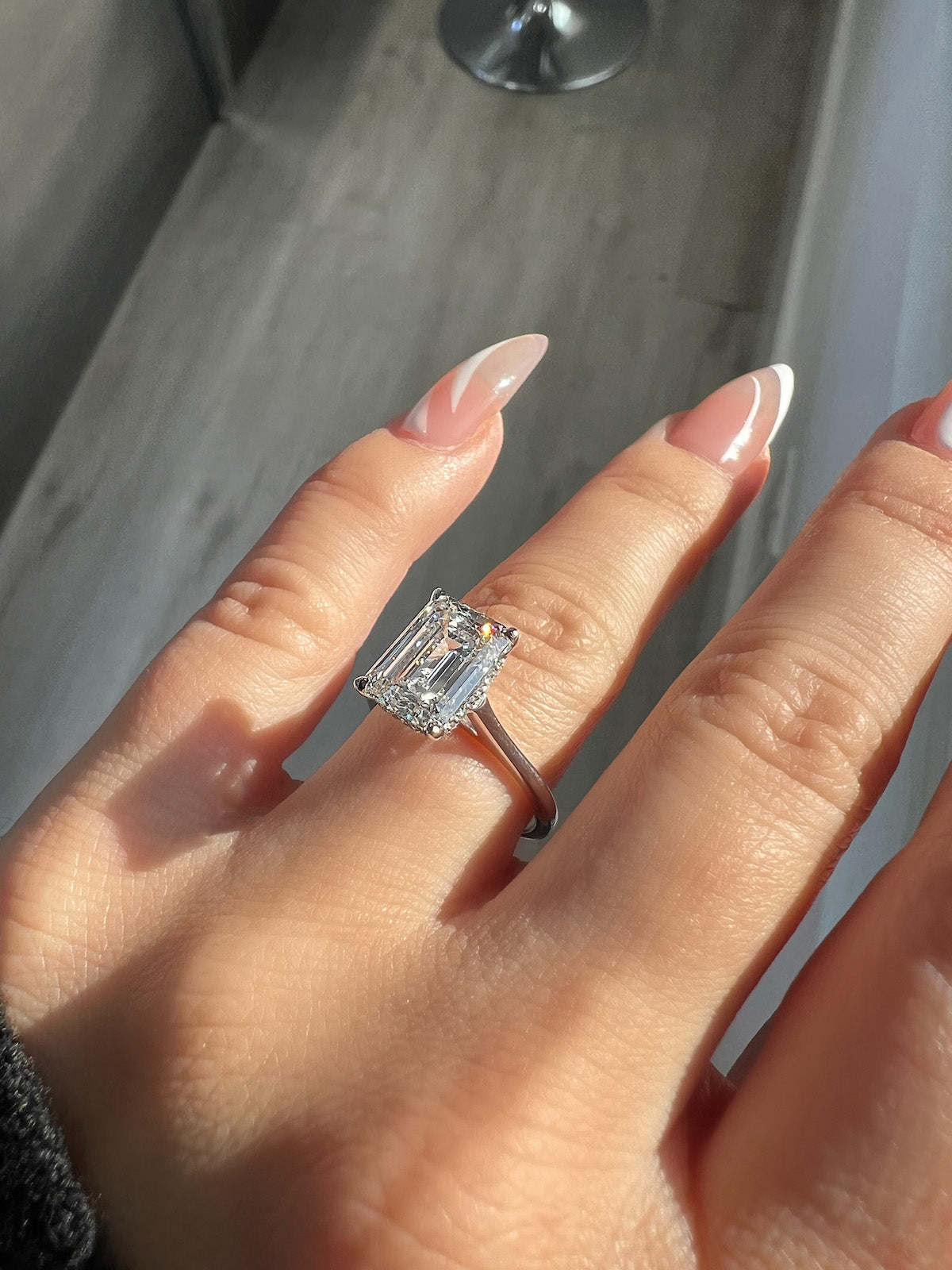 3.37 Emerald Cut Lab Created Diamond Engagement Ring with Hidden Halo - Happy Jewelers Fine Jewelry Lifetime Warranty
