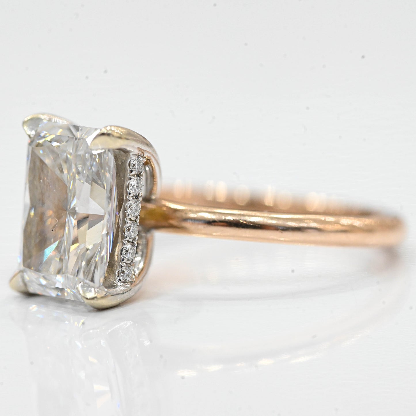 3.50 Carat Lab Created Radiant Diamond Engagement Ring with Hidden Halo - Happy Jewelers Fine Jewelry Lifetime Warranty