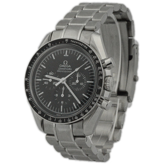 Load image into Gallery viewer, Omega Mens Speedmaster Moonwatch Stainless Steel 42mm Black Chronograph Stick Dial Watch Reference #: 311.30.42.30.01.005 - Happy Jewelers Fine Jewelry Lifetime Warranty
