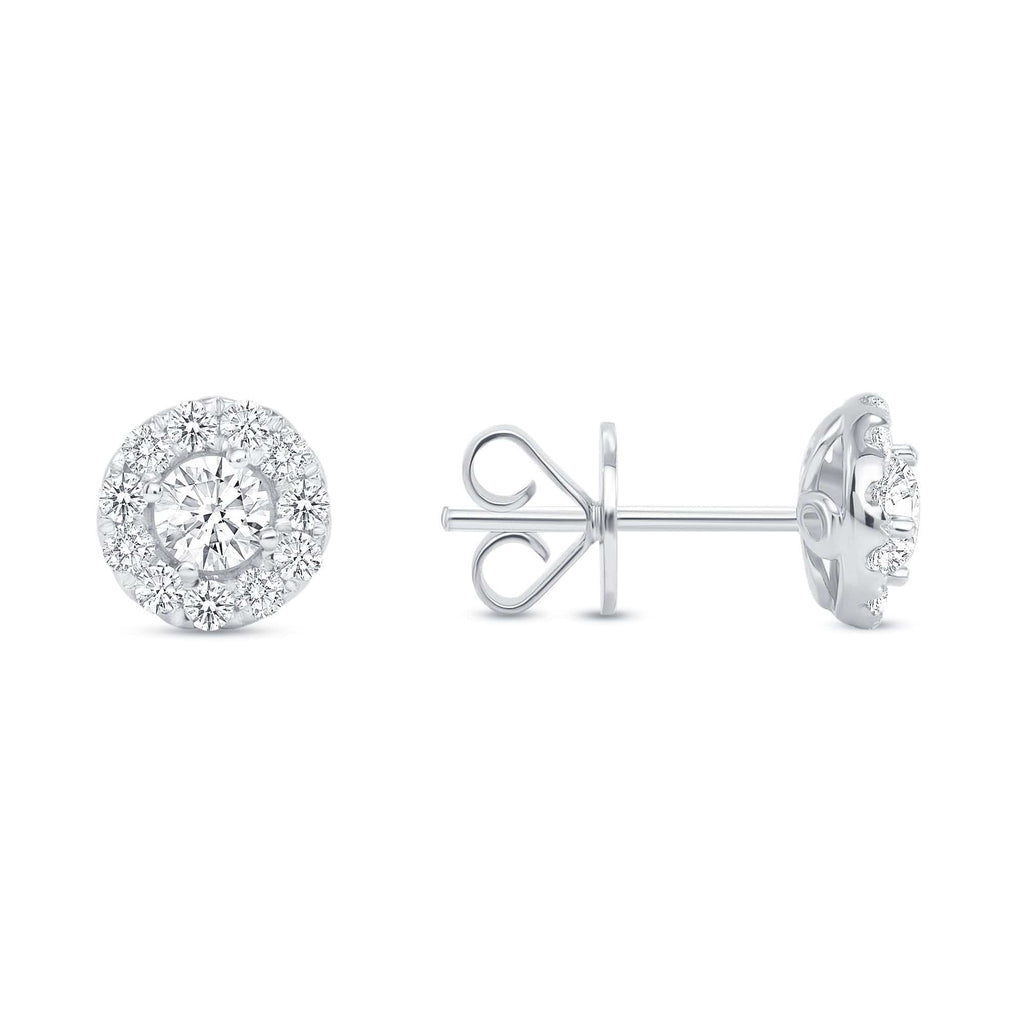 Round Diamond Halo Studs - Happy Jewelers Fine Jewelry Lifetime Warranty