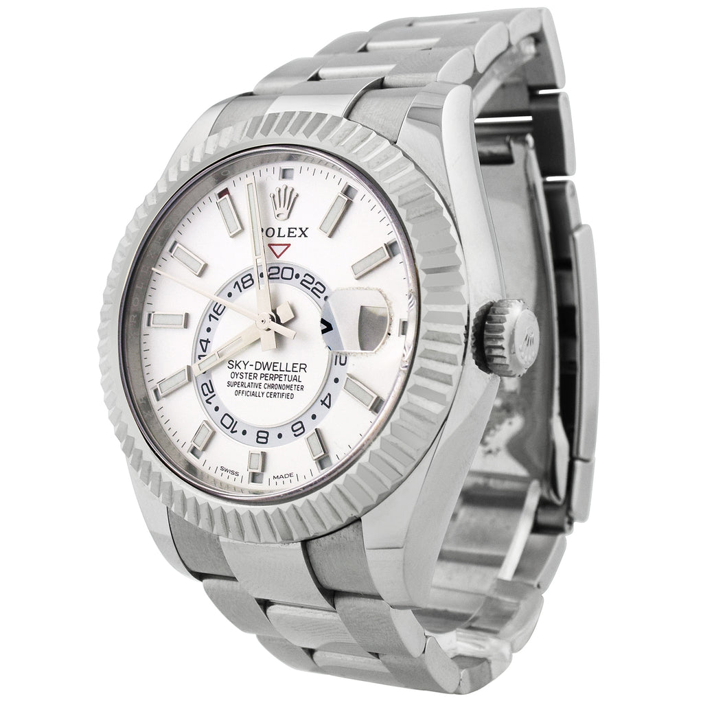 Rolex Men's Sky-Dweller Stainless Steel 42mm White Stick Dial Watch Reference #: 326934 - Happy Jewelers Fine Jewelry Lifetime Warranty