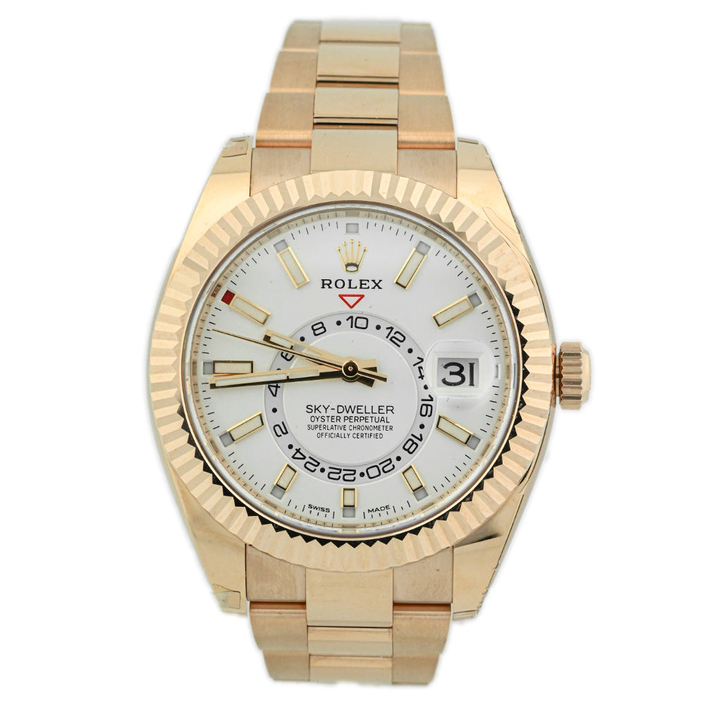 Load image into Gallery viewer, Rolex Men&amp;#39;s Sky-Dweller 18K Everose Gold 42mm White Stick Dial Watch Reference #: 326935 - Happy Jewelers Fine Jewelry Lifetime Warranty
