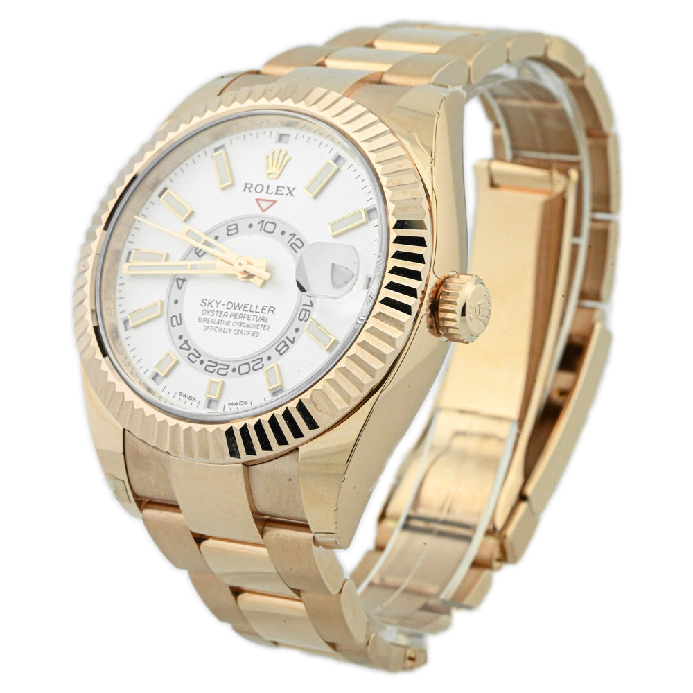 Load image into Gallery viewer, Rolex Men&amp;#39;s Sky-Dweller 18K Rose Gold 42mm White Stick Dial Watch Reference #: 326935 - Happy Jewelers Fine Jewelry Lifetime Warranty
