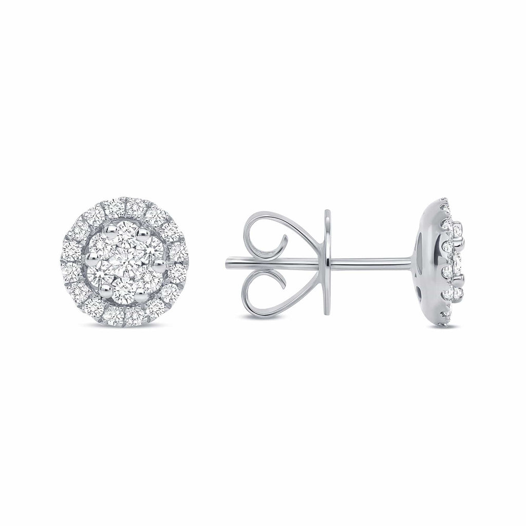Diamond Halo Cluster Studs - Happy Jewelers Fine Jewelry Lifetime Warranty