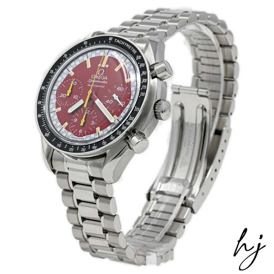 Omega Men's Speedmaster Schumacher Stainless Steel 39mm Red Chronograph Stick Dial Watch Reference #: 3510.61.00 - Happy Jewelers Fine Jewelry Lifetime Warranty