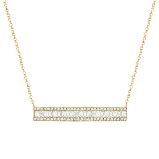 Diamond Baguette Bar Necklace - Happy Jewelers Fine Jewelry Lifetime Warranty