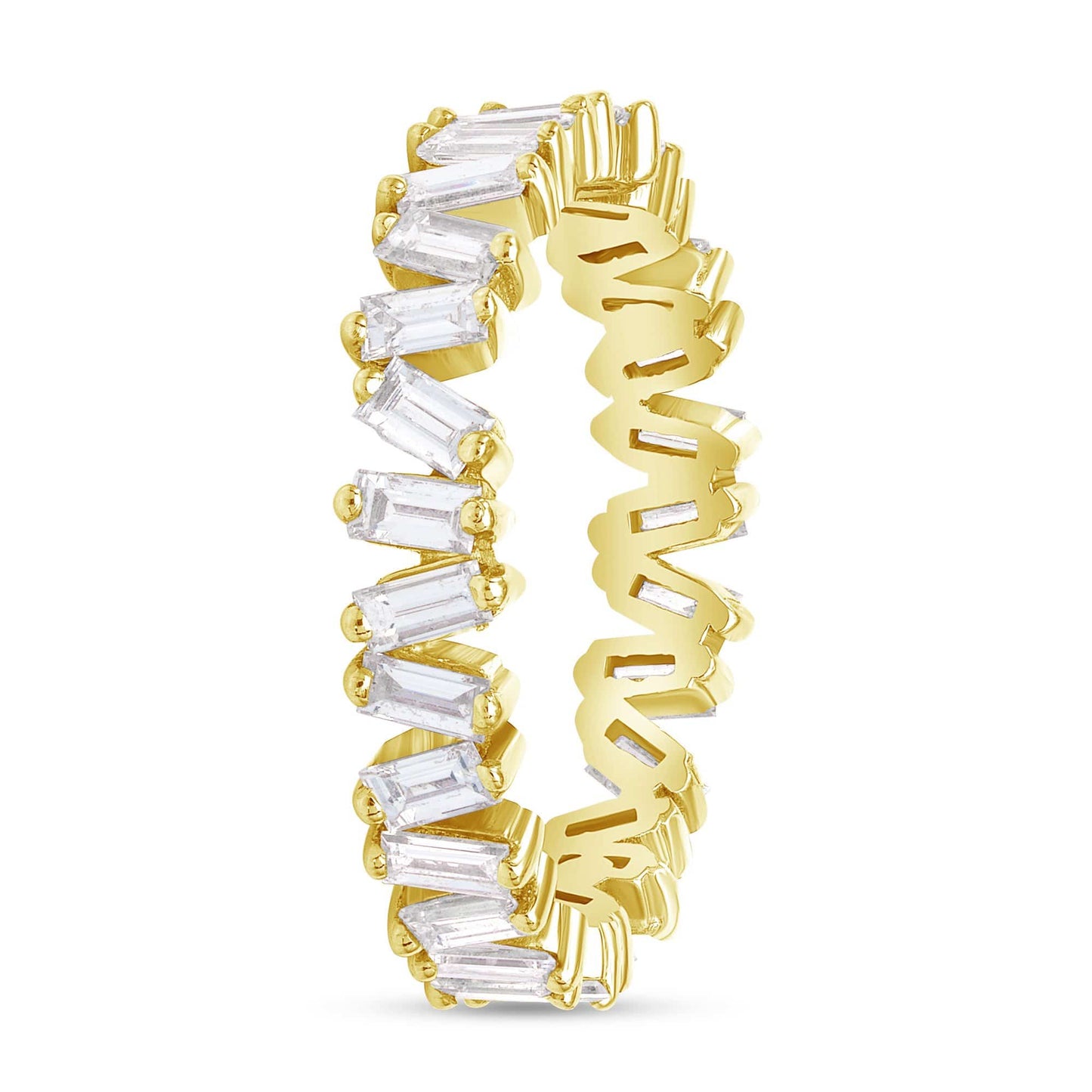 Load image into Gallery viewer, Slanted Baguette Diamond Band - Happy Jewelers Fine Jewelry Lifetime Warranty
