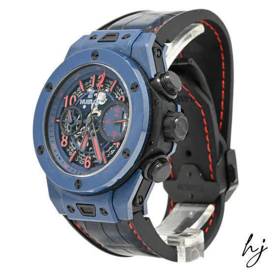 Load image into Gallery viewer, Hublot Men&amp;#39;s Big Bang Unico Blue Ceramic 45mm Blue Skeleton Dial Watch Reference #: 411.EX.5113.LR.SPO18 - Happy Jewelers Fine Jewelry Lifetime Warranty
