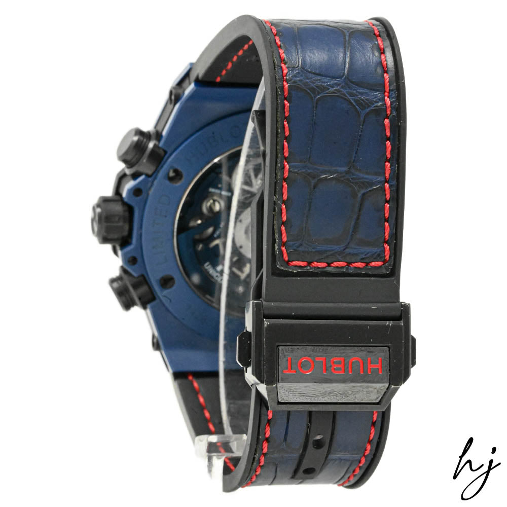 Load image into Gallery viewer, Hublot Men&amp;#39;s Big Bang Unico Blue Ceramic 45mm Blue Skeleton Dial Watch Reference #: 411.EX.5113.LR.SPO18 - Happy Jewelers Fine Jewelry Lifetime Warranty
