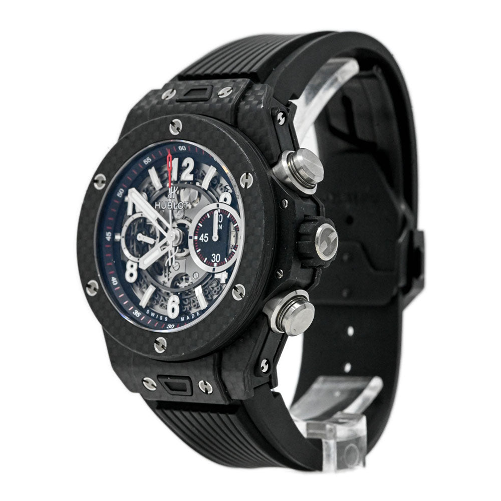 Hublot Men's Big Bang Unico Carbon Fiber 45mm Skeleton Dial Watch Reference #: 411.QX.1170.RX - Happy Jewelers Fine Jewelry Lifetime Warranty