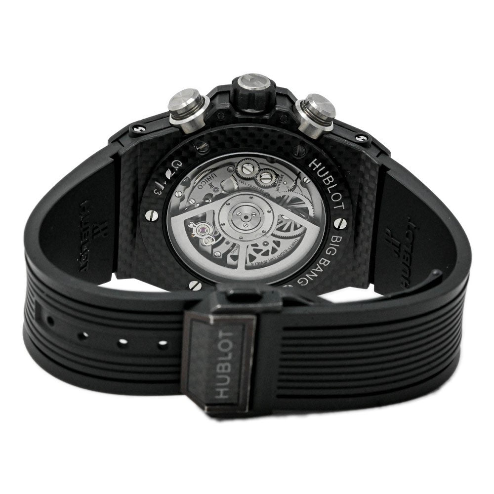 Hublot Men's Big Bang Unico Carbon Fiber 45mm Skeleton Dial Watch Reference #: 411.QX.1170.RX - Happy Jewelers Fine Jewelry Lifetime Warranty
