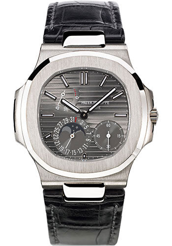 Patek Philippe Men's Nautilus White Gold 40mm Slate Grey Moonphase Dial Watch Reference #: 5712G-001 - Happy Jewelers Fine Jewelry Lifetime Warranty