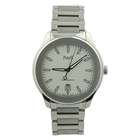 Load image into Gallery viewer, Piaget Mens Polo S Stainless Steel 42mm Silver Horizontal Guilloche Stick Dial Watch Reference #: G0A41001 - Happy Jewelers Fine Jewelry Lifetime Warranty
