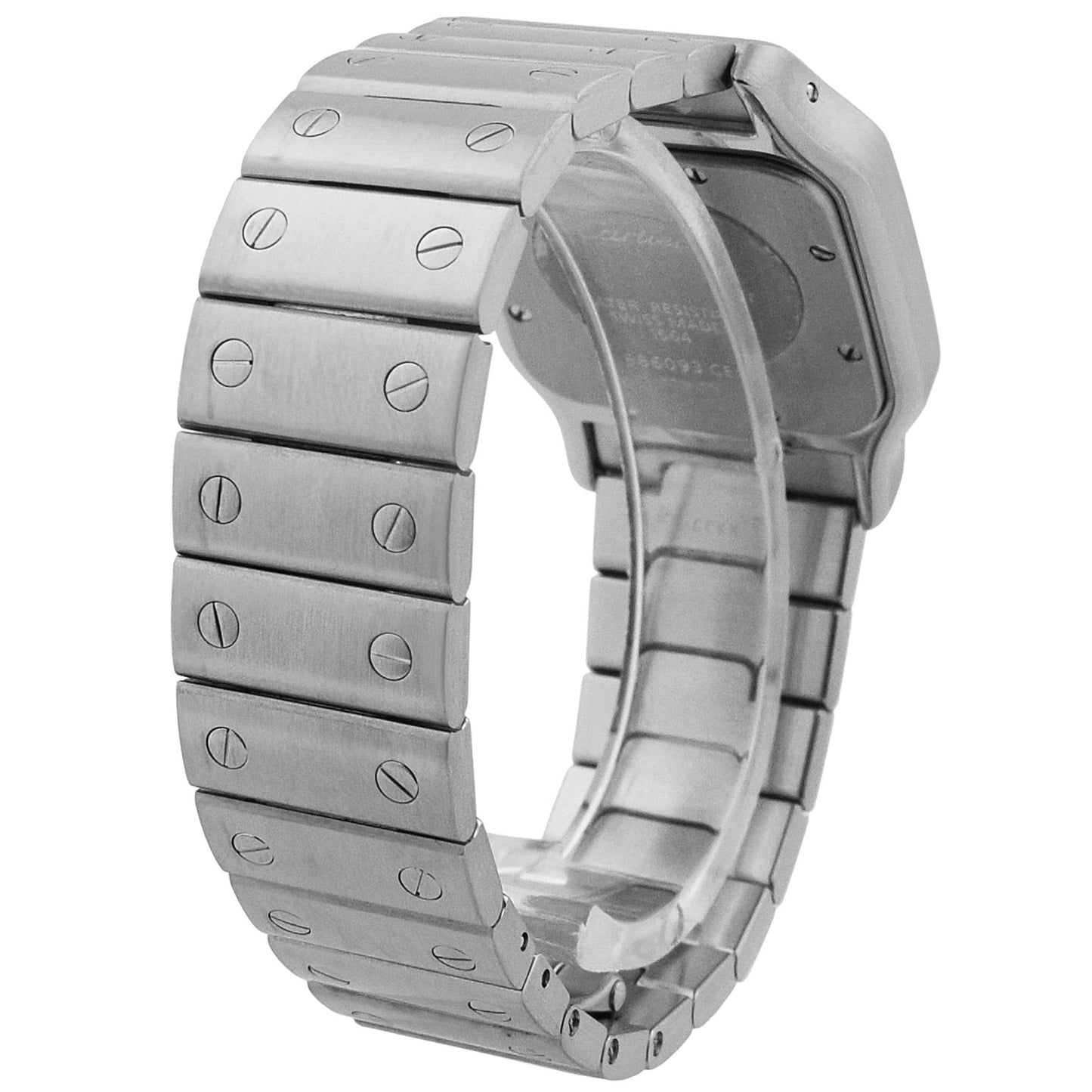 Cartier Ladys Quartz Santos Galbee Stainless Steel 34.8 mm x 26.2 mm Silver Roman Dial Watch Reference #: W20056D6 - Happy Jewelers Fine Jewelry Lifetime Warranty
