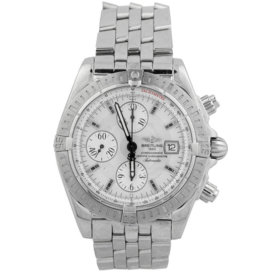 Load image into Gallery viewer, Breitling Men&amp;#39;s Chronomat Evolution Stainless Steel 44mm Silver Stick Chronograph Dial Watch Reference #: A13356 - Happy Jewelers Fine Jewelry Lifetime Warranty
