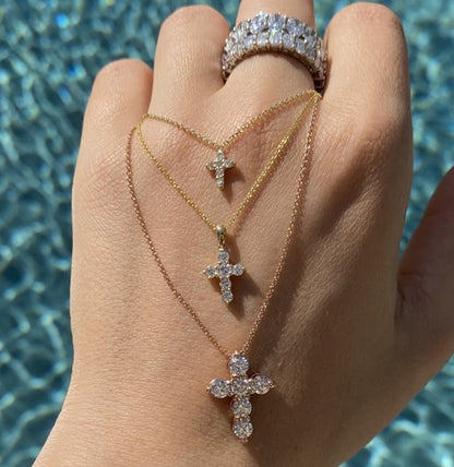 6 Stone Diamond Cross Necklace - Happy Jewelers Fine Jewelry Lifetime Warranty