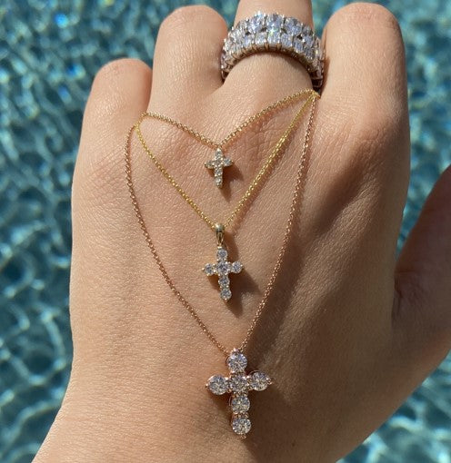 6 Stone Diamond Cross Necklace - Happy Jewelers Fine Jewelry Lifetime Warranty