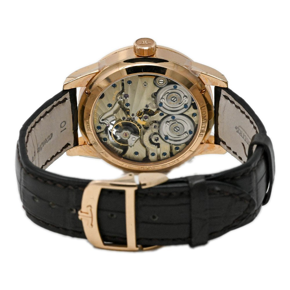 Jaeger LeCoultre Men's Duomètre à Quantième 18K Pink Gold 42mm Slate Grey Dial Watch Reference #: 604244J - Happy Jewelers Fine Jewelry Lifetime Warranty