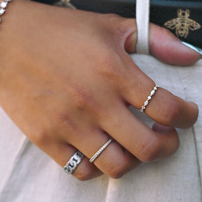 Round + Marquise Diamond Shared Prong 1/2 Way Band - Happy Jewelers Fine Jewelry Lifetime Warranty