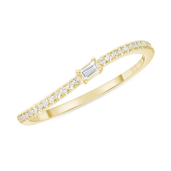 Curved Diamond Band with Single Baguette - Happy Jewelers Fine Jewelry Lifetime Warranty