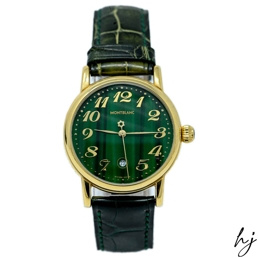 Montblanc Ladies Meisterstuck Gold-Plated Stainless Steel 32mm Green Arabic Dial Watch Reference #: 7005 - Happy Jewelers Fine Jewelry Lifetime Warranty