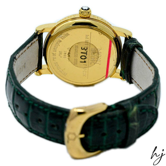 Load image into Gallery viewer, Montblanc Ladies Meisterstuck Gold-Plated Stainless Steel 32mm Green Arabic Dial Watch Reference #: 7005 - Happy Jewelers Fine Jewelry Lifetime Warranty
