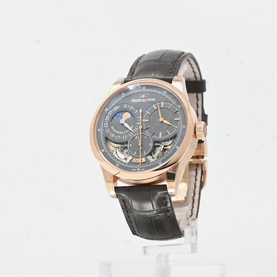 Load and play video in Gallery viewer, Jaeger LeCoultre Men&amp;#39;s Duomètre à Quantième 18K Pink Gold 42mm Slate Grey Dial Watch Reference #: 604244J
