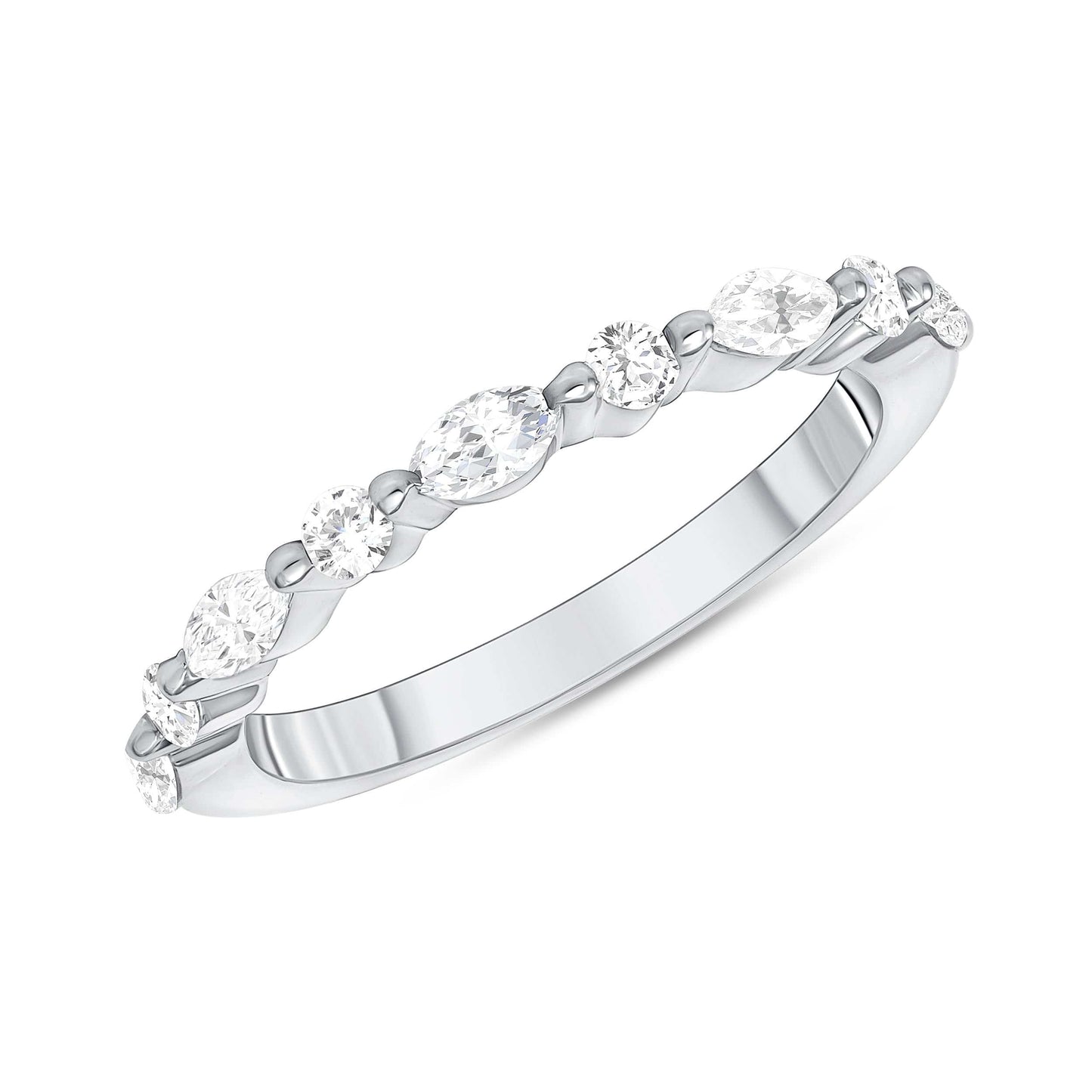 Load image into Gallery viewer, Round + Marquise Shared Prong 1/2 Way Band - Happy Jewelers Fine Jewelry Lifetime Warranty
