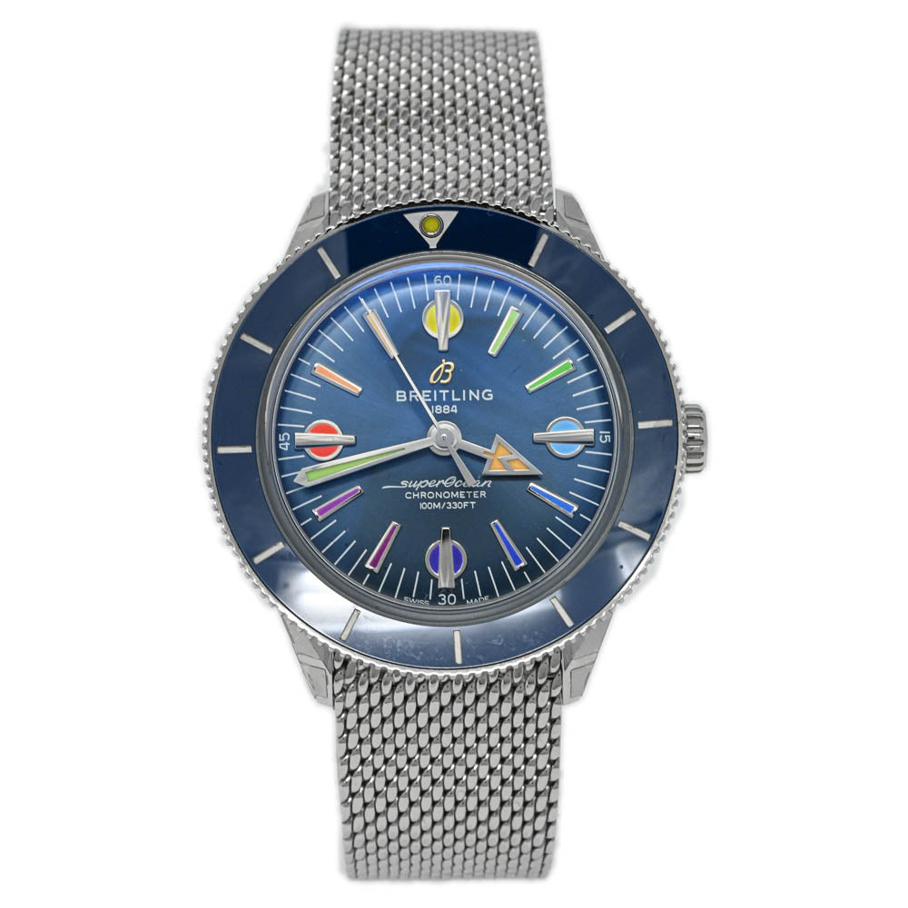 Breitling Men's Superocean Heritage 57 Stainless Steel 42mm Blue Rainbow Dial Watch Reference #: A103702A1C1A1 - Happy Jewelers Fine Jewelry Lifetime Warranty