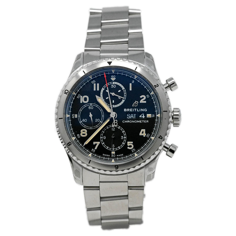 Breitling Men's Aviator 8 Stainless Steel 43mm Black Chronograph Dial Watch Reference #: A13316 - Happy Jewelers Fine Jewelry Lifetime Warranty