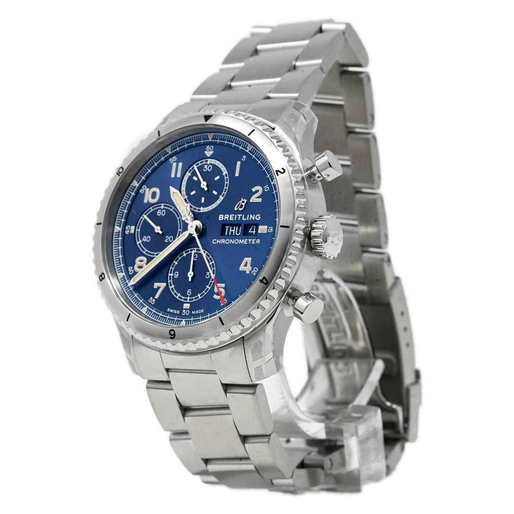 Breitling Men's Aviator 8 Stainless Steel 43mm Blue Chronograph Dial Watch Reference #: A13316 - Happy Jewelers Fine Jewelry Lifetime Warranty