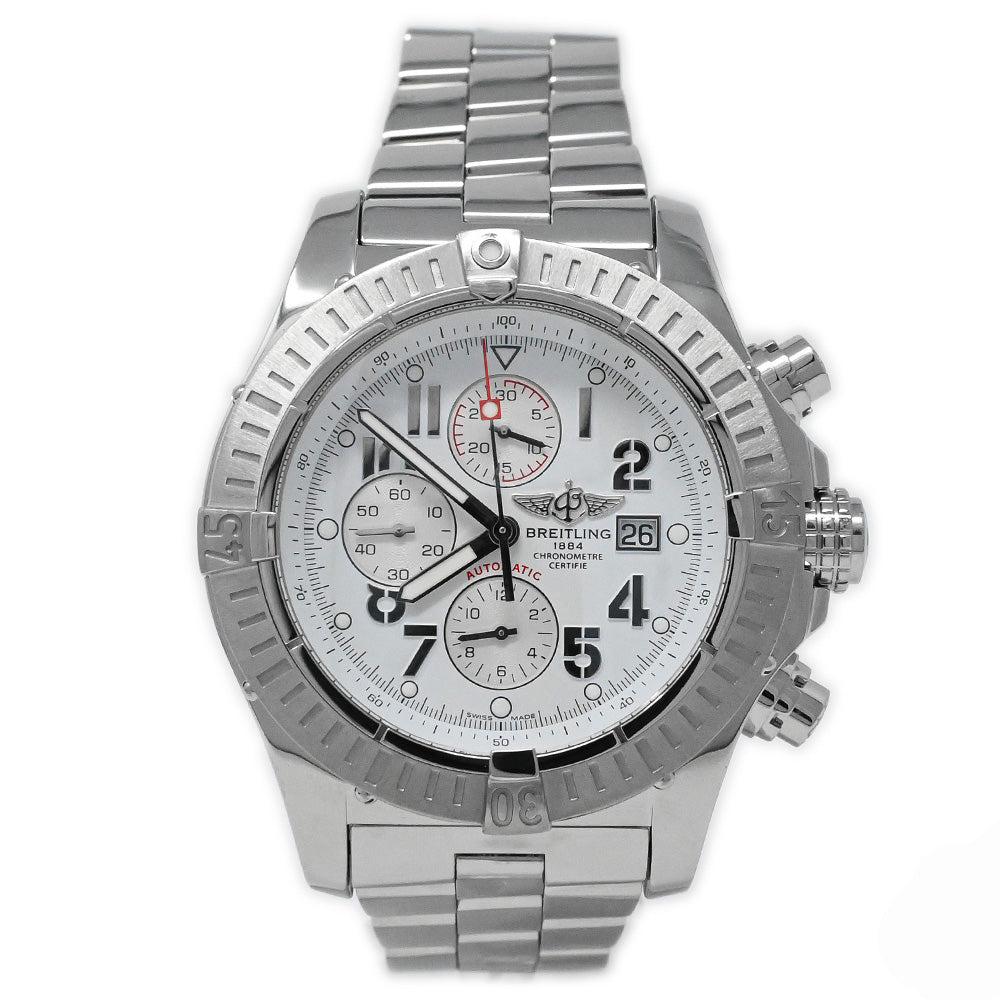 Breitling Men's Super Avenger Stainless Steel 48mm White Arabic Numeral Dial Watch Reference# - Happy Jewelers Fine Jewelry Lifetime Warranty