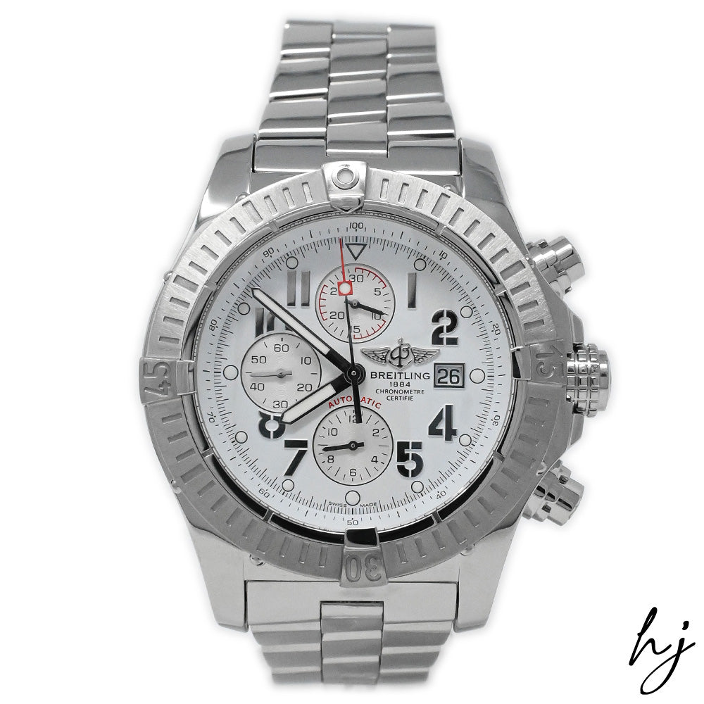 Breitling Men's Super Avenger Stainless Steel 48mm White Arabic Numeral Dial Watch Reference #: A13370 - Happy Jewelers Fine Jewelry Lifetime Warranty