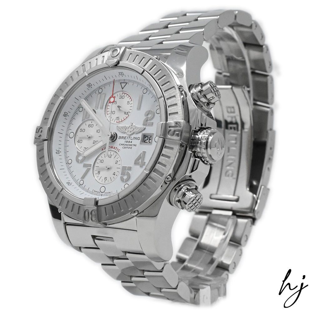 Breitling Men's Super Avenger Stainless Steel 48mm White Arabic Numeral Dial Watch Reference #: A13370 - Happy Jewelers Fine Jewelry Lifetime Warranty