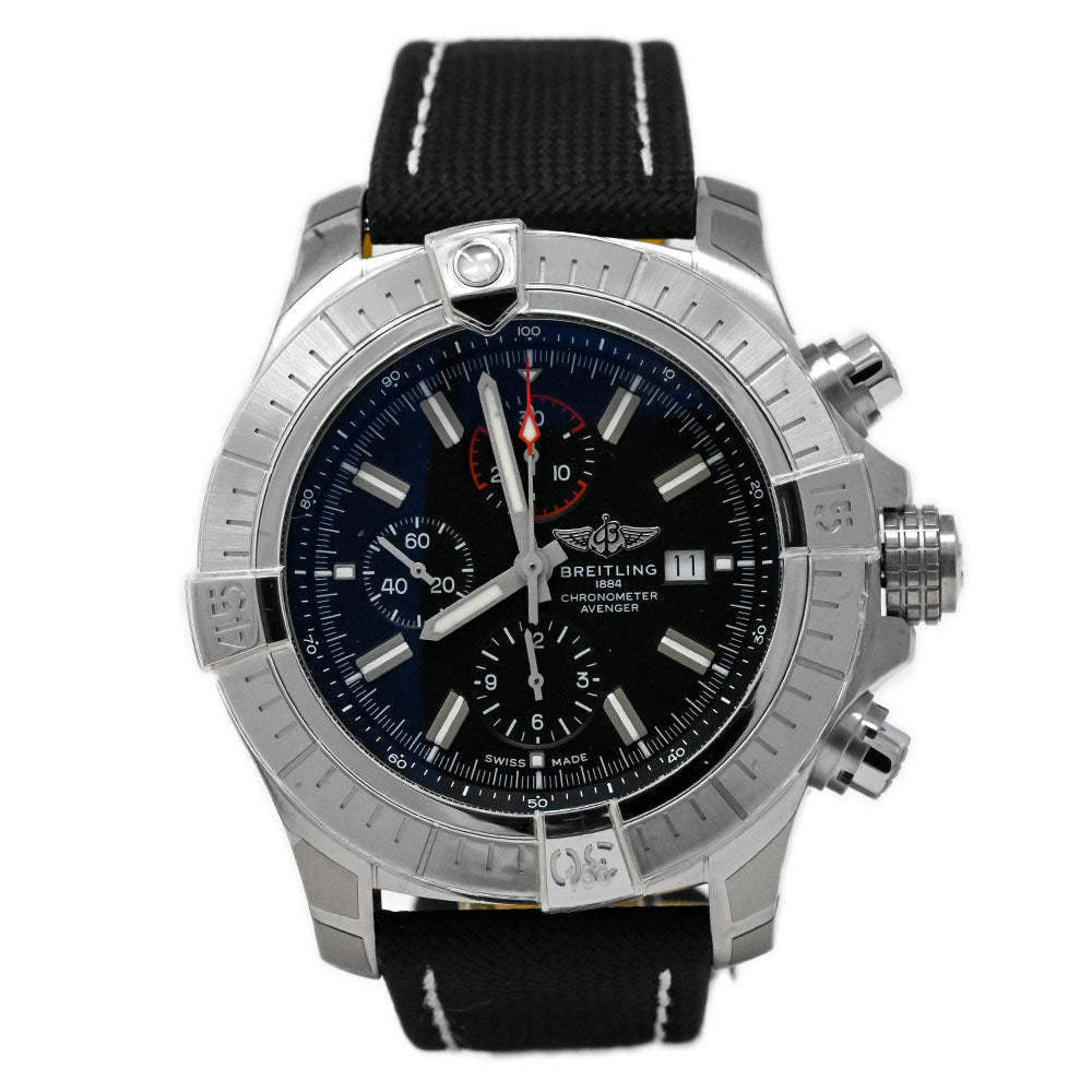 Breitling Men's Super Avenger Stainless Steel 48mm Black Chronograph Dial Watch Reference #: A13375 - Happy Jewelers Fine Jewelry Lifetime Warranty