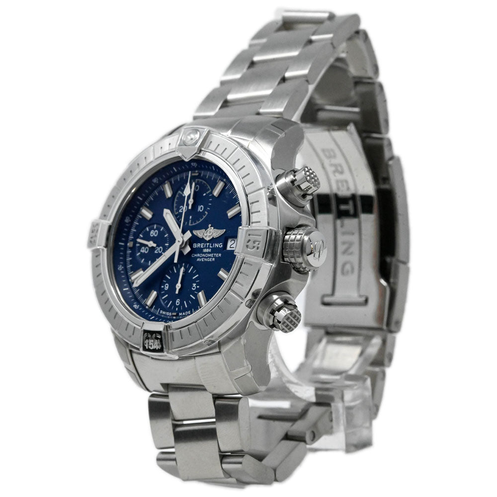 Breitling Men's Avenger Stainless Steel 43mm Blue Chronograph Dial Watch Reference #:A13385101C1A1 - Happy Jewelers Fine Jewelry Lifetime Warranty