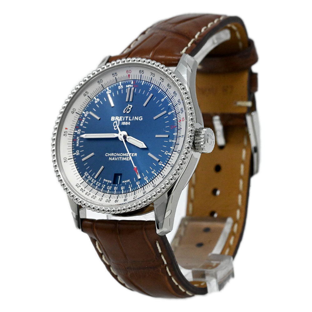 Load image into Gallery viewer, Breitling Unisex Navitimer Stainless Steel 38mm Blue Stick Dial Watch Reference #: A17325 - Happy Jewelers Fine Jewelry Lifetime Warranty
