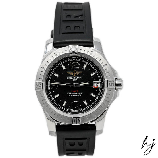Breitling Unisex Colt Quartz Stainless Steel 36mm Black Stick Dial Watch Reference #: A7438911/BD82/237S/A16S.1 - Happy Jewelers Fine Jewelry Lifetime Warranty