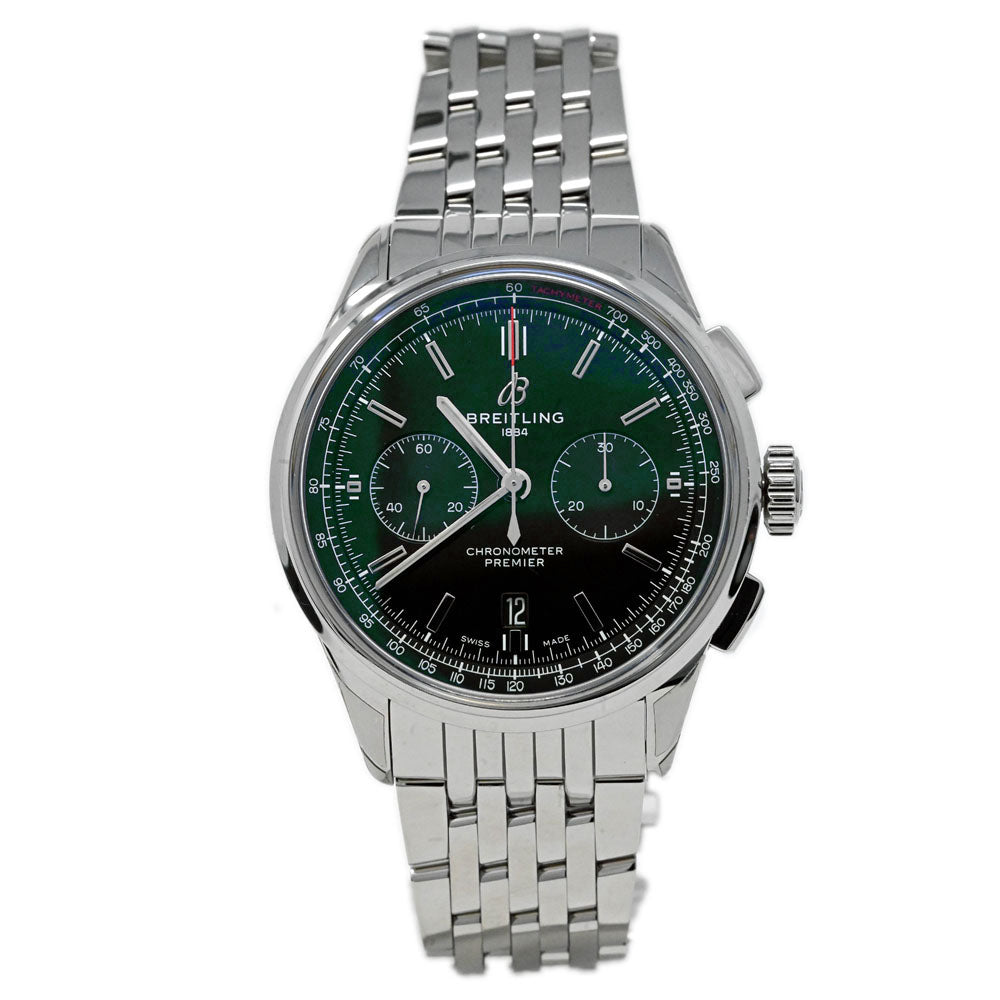 Load image into Gallery viewer, Breitling Men&amp;#39;s Premier B01 Stainless Steel 42mm Racing Green Chronograph Dial Watch Reference #: AB0118 - Happy Jewelers Fine Jewelry Lifetime Warranty
