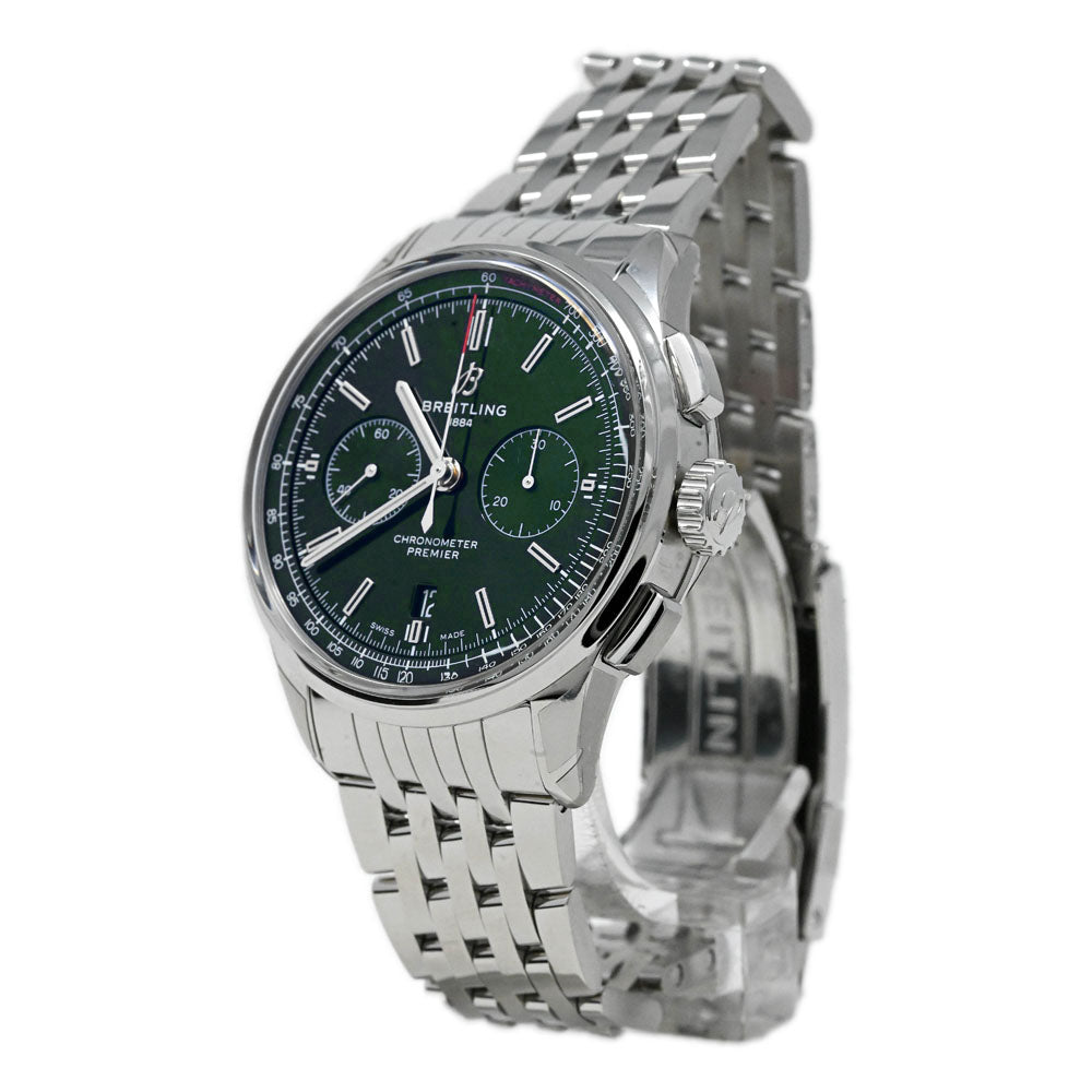 Load image into Gallery viewer, Breitling Men&amp;#39;s Premier B01 Stainless Steel 42mm Racing Green Chronograph Dial Watch Reference #: AB0118 - Happy Jewelers Fine Jewelry Lifetime Warranty
