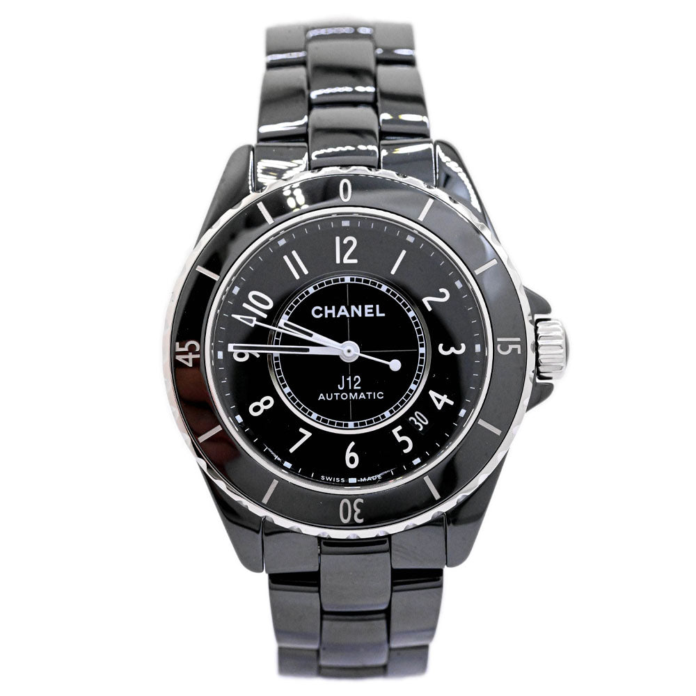 Chanel Men's J12 Black Ceramic 38mm Black Dial Watch Ref: #H5697