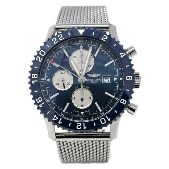 Breitling Men's Chronoliner Stainless Steel 46mm Blue Chronograph Dial Watch Reference #: B133556 - Happy Jewelers Fine Jewelry Lifetime Warranty