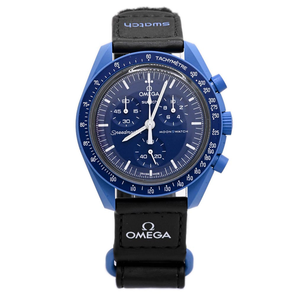 Omega x Swatch Speedmaster "Mission to Neptune" Bioceramic mm Blue  Chronograph Dial Watch Reference #: SON