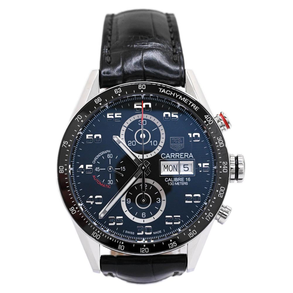 Tag Heuer Men's Carrera Stainless Steel 43MM Black Chronograph Dial Watch Reference #: CV2A1R.RQH5747 - Happy Jewelers Fine Jewelry Lifetime Warranty