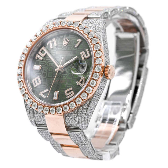 Load image into Gallery viewer, Rolex Mens Datejust 41mm Two Tone Rose Gold Case Iced Out Custom Green Rolex Jubilee diamond dial Watch Reference #:126301 - Happy Jewelers Fine Jewelry Lifetime Warranty
