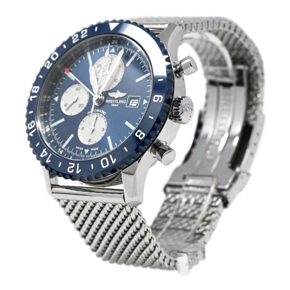 Breitling Men's Chronoliner Stainless Steel 46mm Blue Chronograph Dial Watch Reference #: B133556 - Happy Jewelers Fine Jewelry Lifetime Warranty